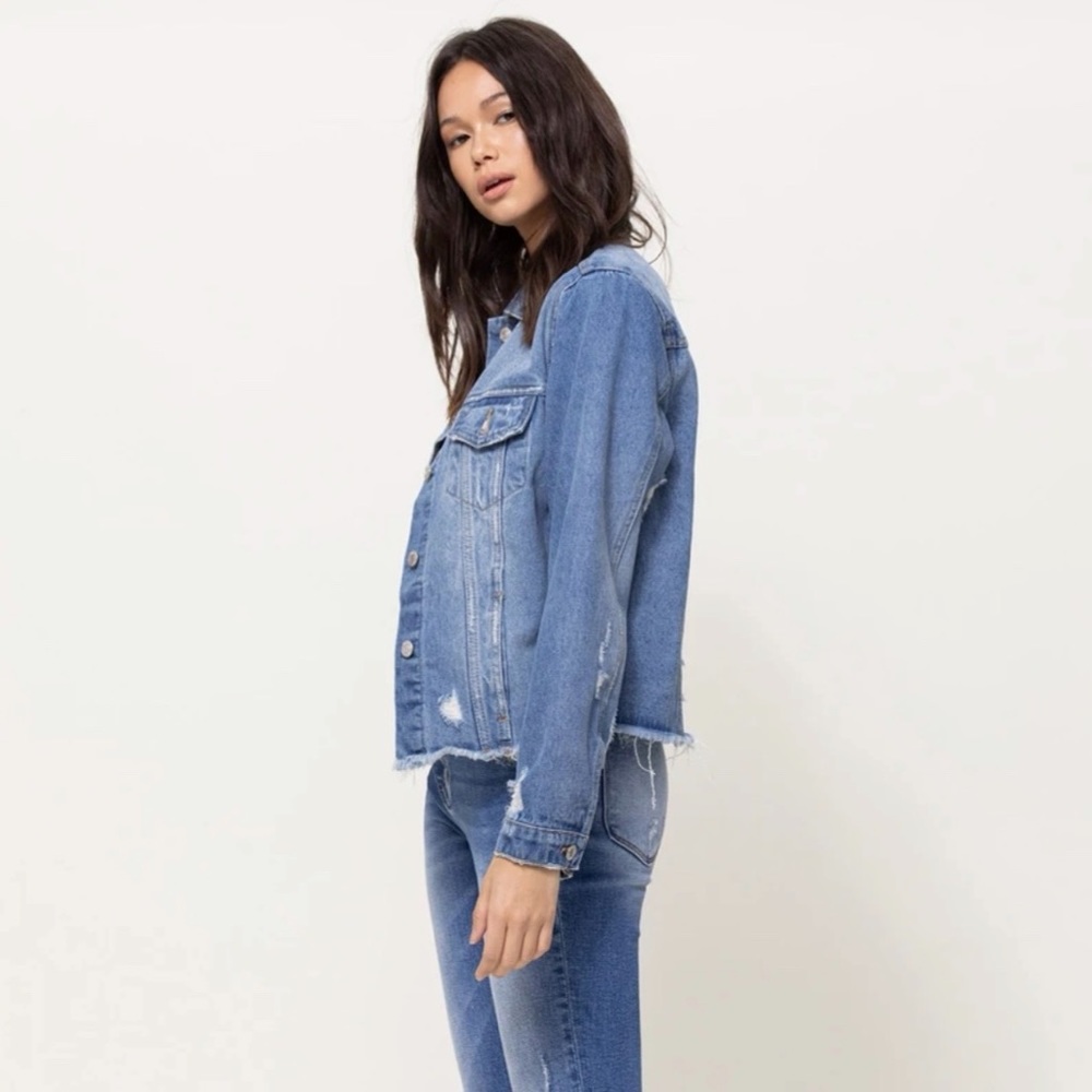 Vervet /New  NIGHT RIDER • POCKETED DISTRESSED DENIM JACKET - Picture 10 of 16
